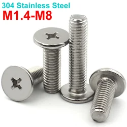 5/10/20pcs M1.4 M1.6 M2 M2.5 M3 M4 M5 M6 M8 CM 304 Stainless Steel Ultra-thin Super Low Profile Phillips Cross Bolt Screw