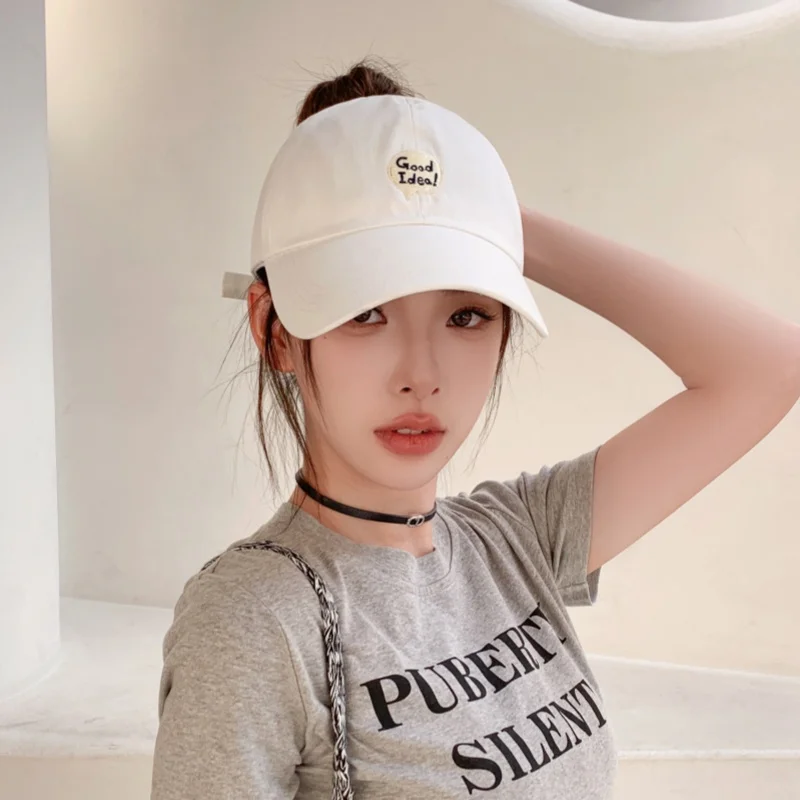 

Fashionable And Versatile Baseball Cap That Can Be Tied Into A High Ponytail For Women Curved Brim Peaked Hat Cotton Adjustable