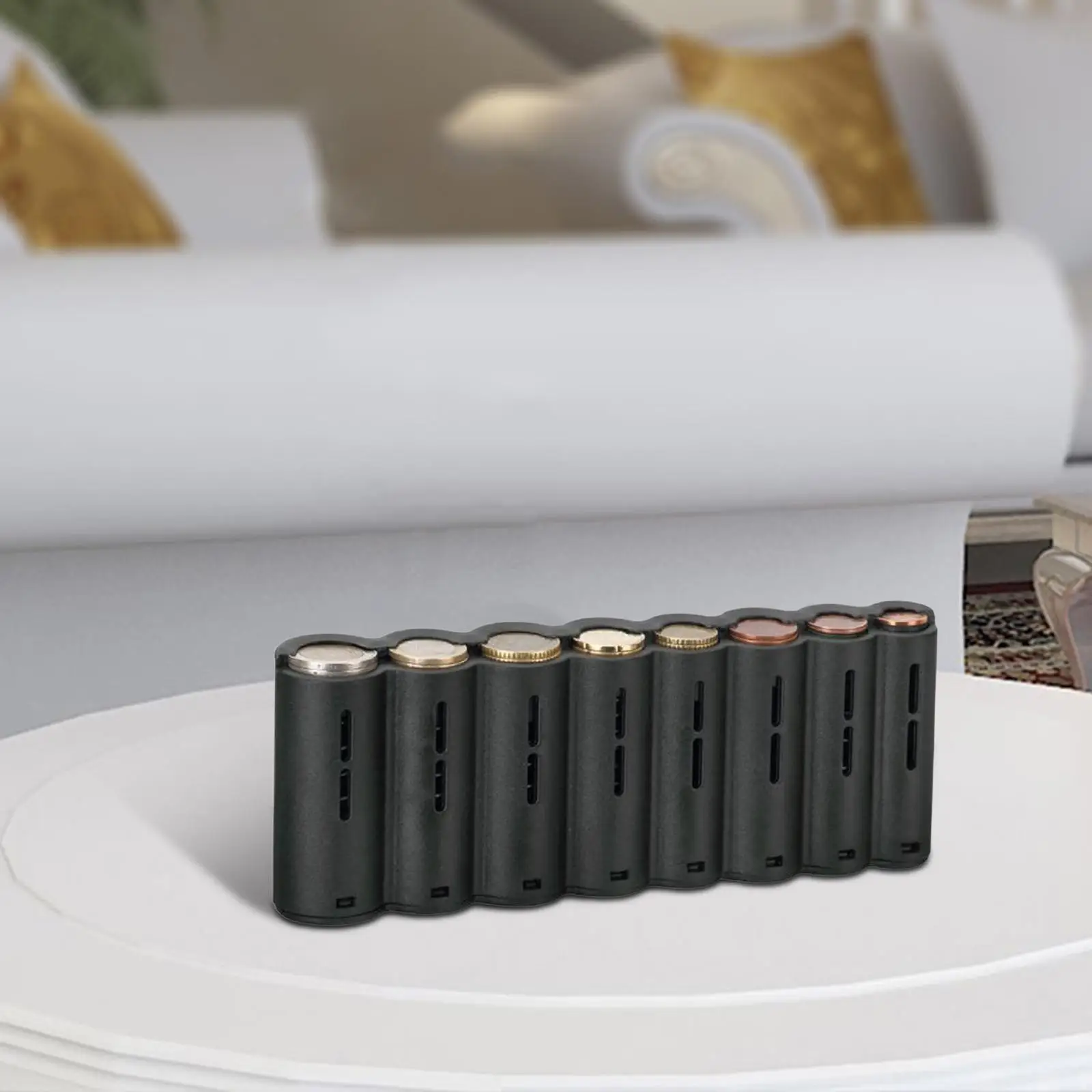 حامل العملات المعدنية الأوروبية 8 فتحات مجموعة العملات المعدنية كبسولة للسيارة أنبوب تخزين العملات المعدنية حامل تغيير العملات المعدنية منظم لشاحنة السفر والسيارة