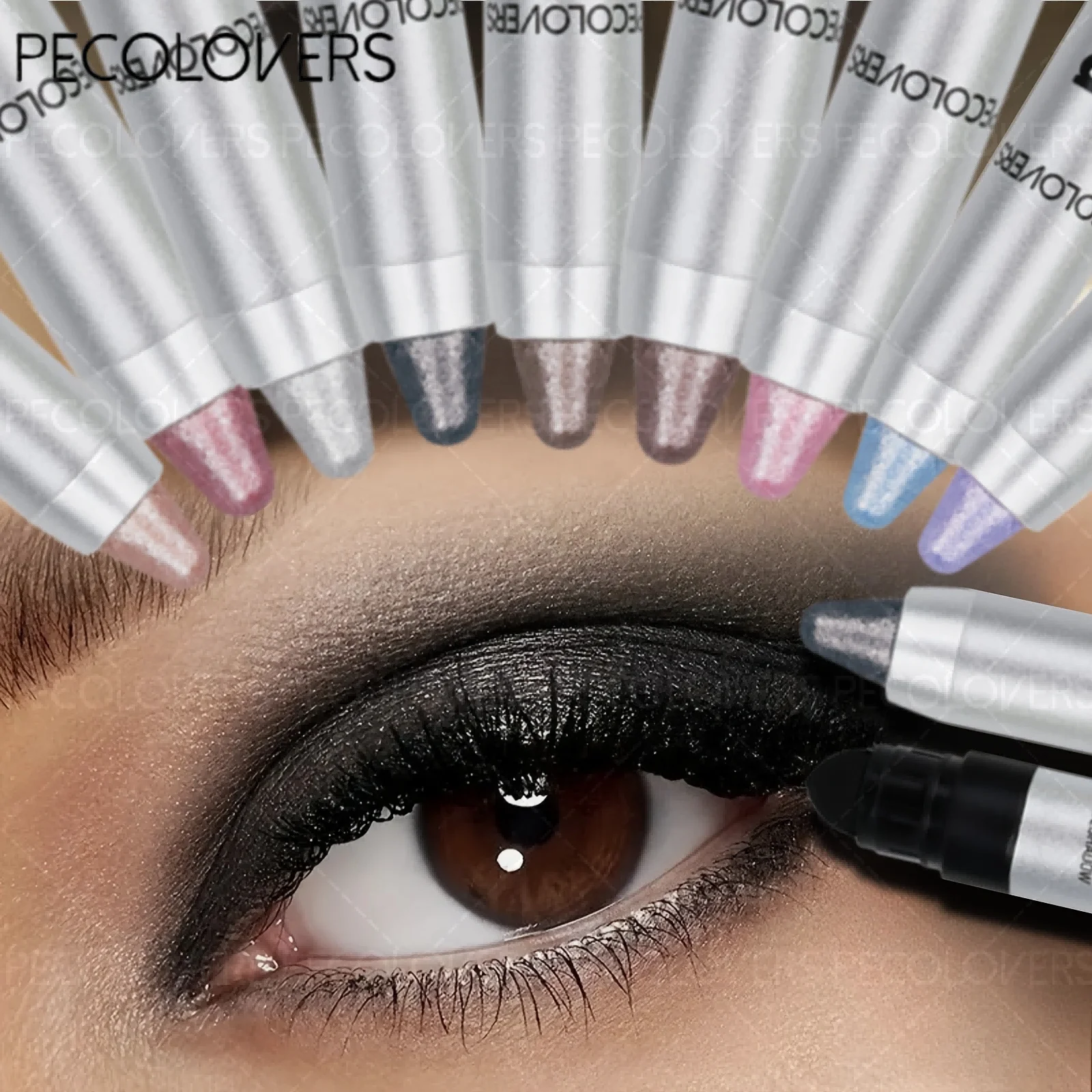 Barra de sombra de ojos nacarada de larga duración pigmento brillante azul púrpura lápiz de sombra de ojos colorido maquillaje de ojos