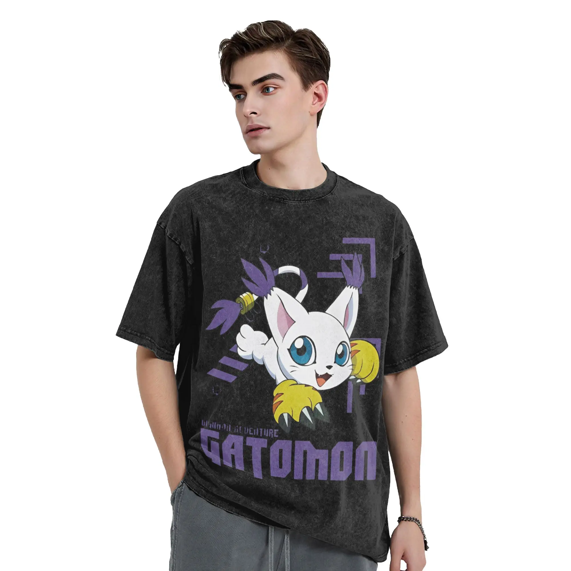 Digimons Adventure Gatomon T Shirts Washed 100% Cotton Oversize T-Shirts  Novelty for Men Women Tops Streetwear Summer Tops Tees
