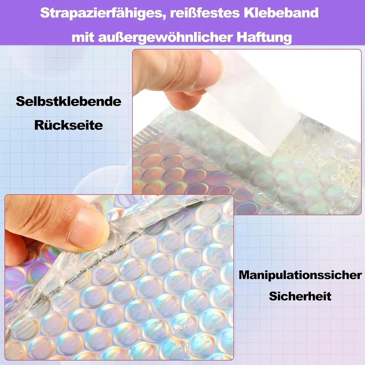 Laser Rainbow100Pcs Holográfico Mailer Mailing Envelope Saco de correio à prova d'água Saco de embalagem de envelope de bolha acolchoado para envio