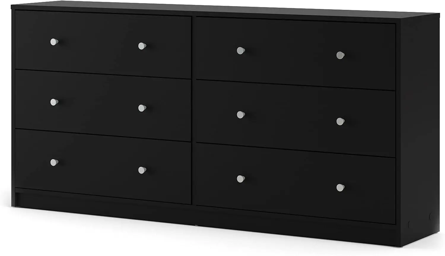 

Engineered Wood 6-Drawer Double Dresser with Ample Storage, High Drawer Sides, Pewter Plastic Handles