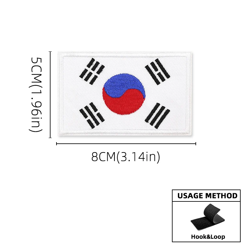 Embroidery National Flag Patch South Korea Tactical Military Patch Army Backpack Decoration Patches on Clothes