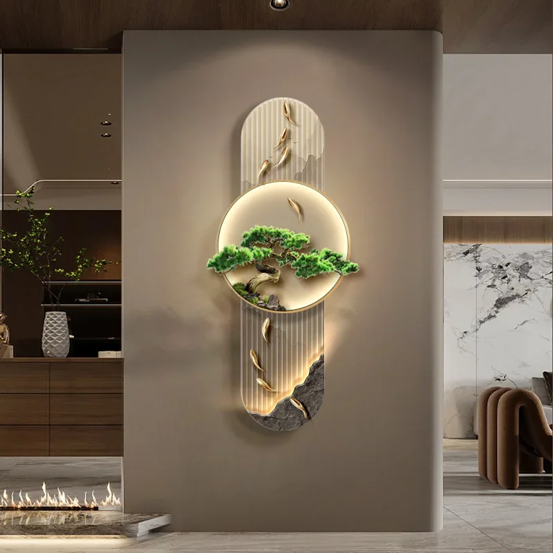 three-dimensional relief entrance decorative painting, pine mural lamp in the entrance aisle corridor