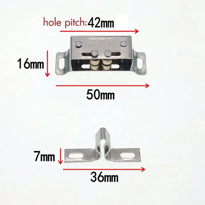 Double Roller Catch Stainless Steel Magnetic Cabinet Catches Hardware Heavy Duty Latch for Cabinet Closet Doors Hole Pitch 42mm