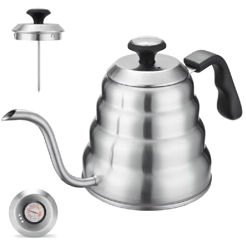 Coffee Kettle1L/1.2L Stainless Steel Pour Over Coffee Pot Kettle Drip Kettle with Thermometer For Home Office Cafetera