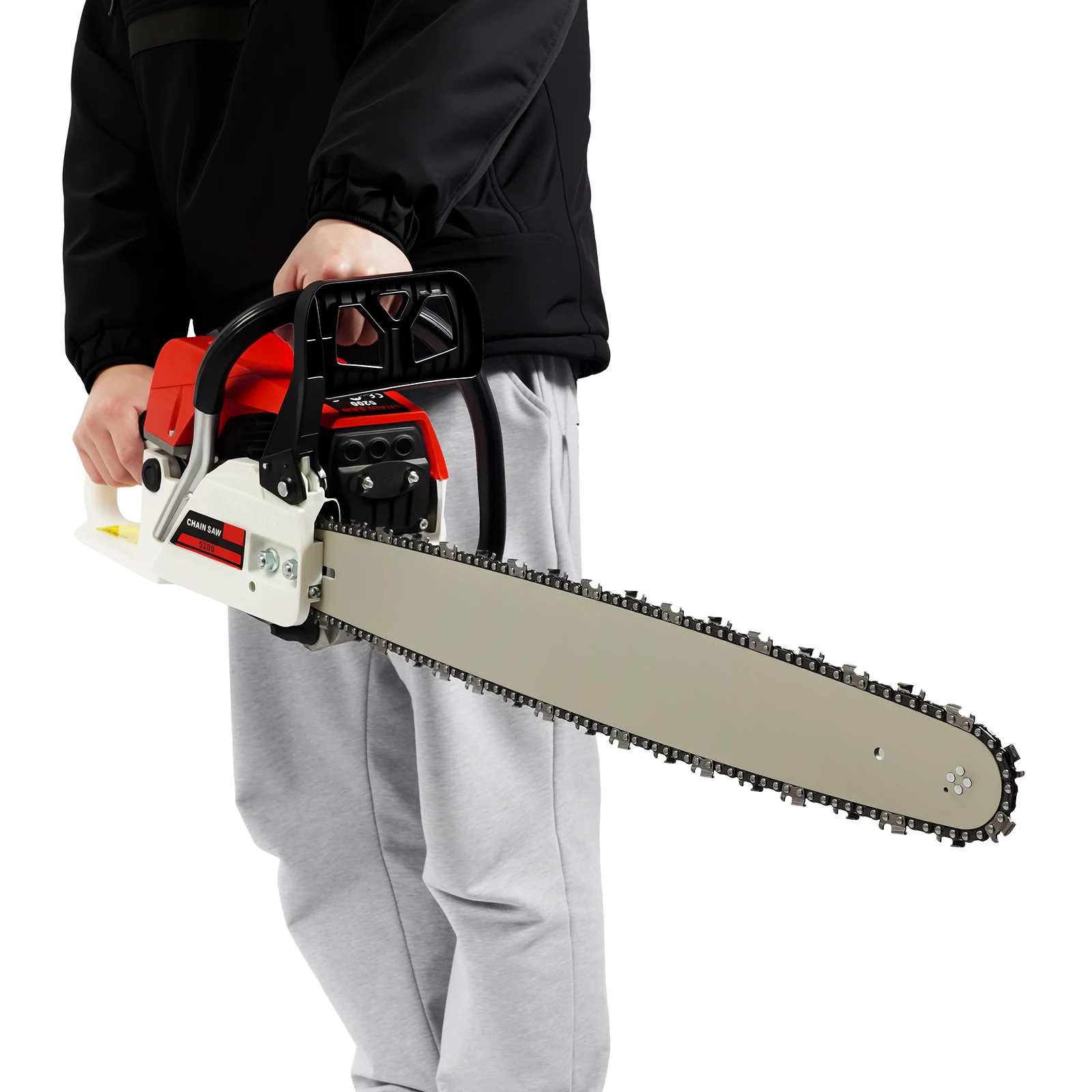 22-Zoll-Gaskettensäge, 52 cc 2-Takt-betriebene Kettensäge, tragbare Benzin-Kettensägen zum Schneiden von Baumholz, Gaskettensäge