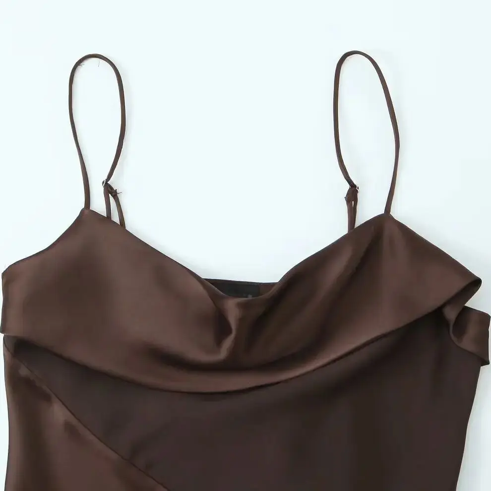 DiYiG نساء 2025 خريف موضة جديدة الحرير الساتان نصية خياطة حزام شيك عارية الذراعين جوكر سترة دون أكمام Mujer #3