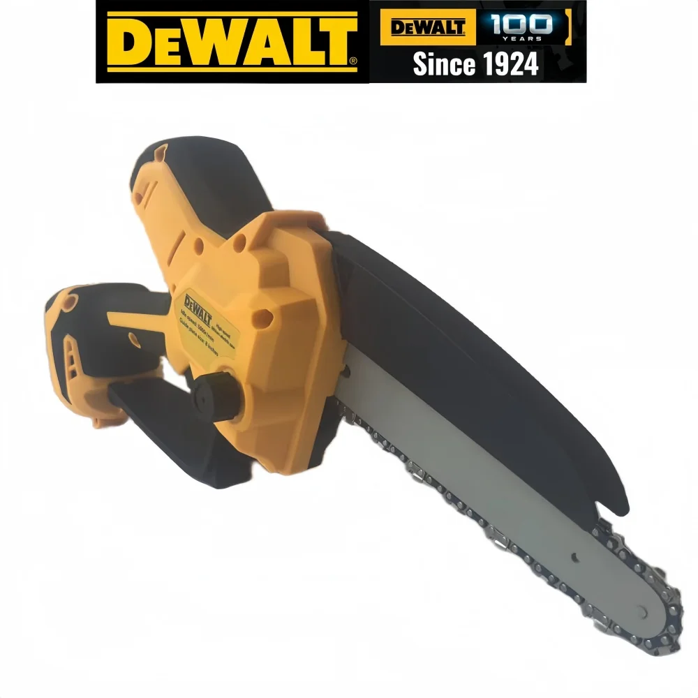 Akumulatorowa pilarka łańcuchowa Dewalt 20V, 8 cali, 1380W, bezszczotkowa, żółta, profesjonalna pilarka do przycinania ogrodów, elektronarzędzie.
