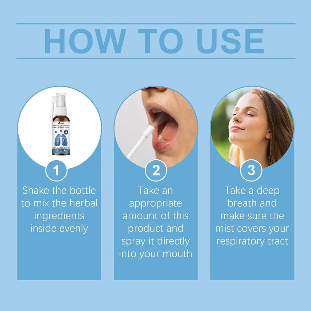 New 30ml Herbal Lung Cleanse Mist Powerful Lung Support Health Herbal Herbal Breathe & Spray Care Cleanse Lung Mist Cleanse H5E9