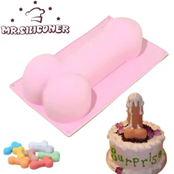 Molde 3D creativo en forma de pene para pastel, silicona de grado alimenticio, Fondant, jabón, hongos, suministros de parodia para fiesta de cumpleaños, moldes para hornear, herramienta para pasteles