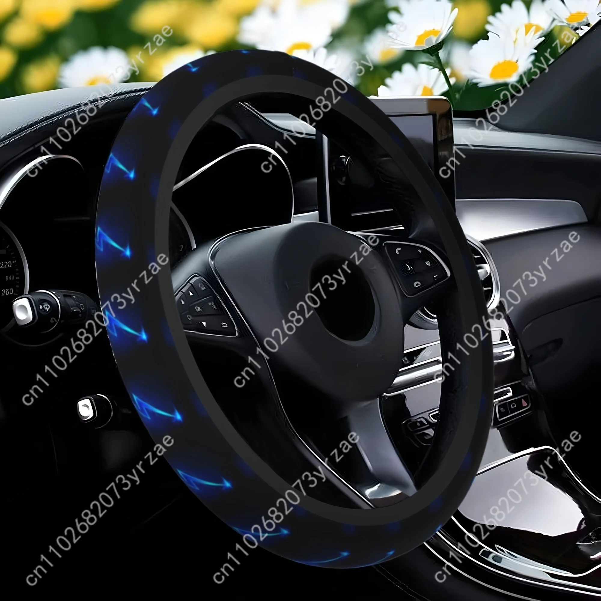 

Blue Lightning Car Steering Wheels Cover Universal Type Environmental Friendly Comfort Non-slip Breathable Steering Wheel Wrap