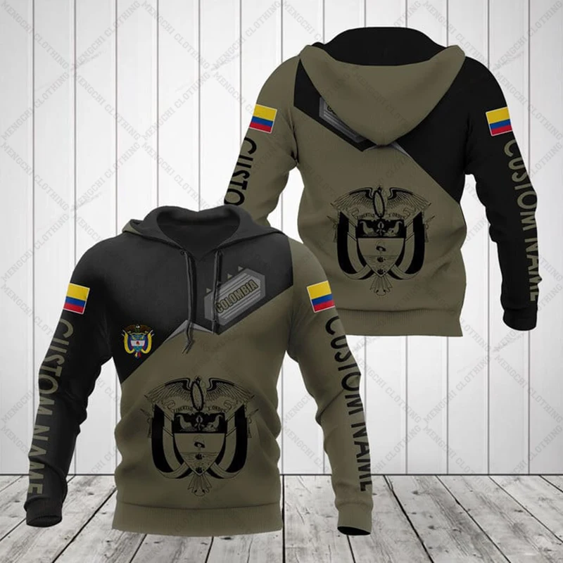 Customize Colombia Emblem Graphic Sports Style Hoodies Shirts Loose Unisex Sweatshirts Casual Oversized Tops Pullover Streetwear