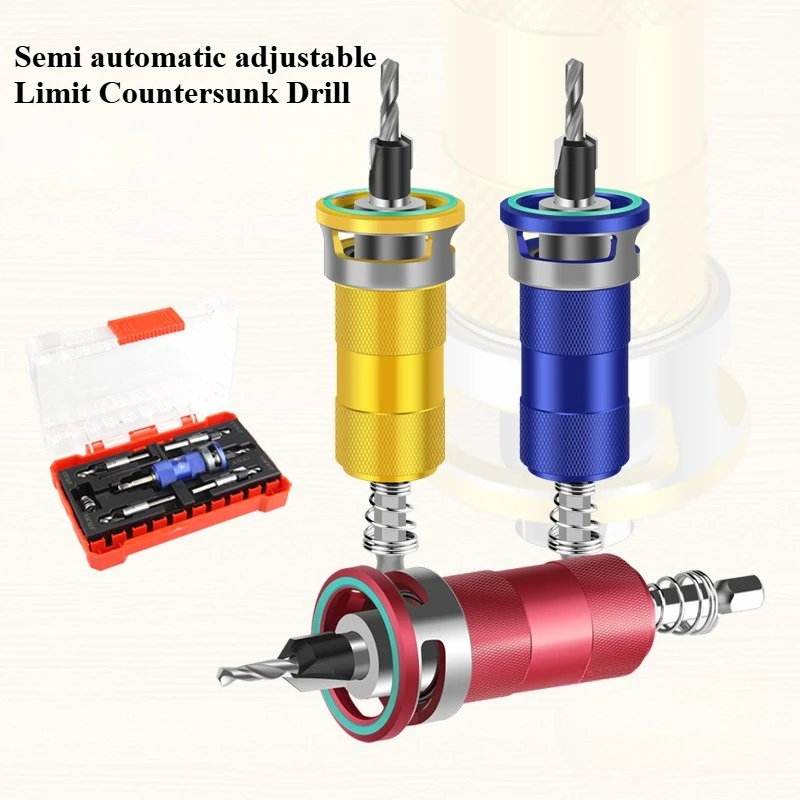 半自動深さ制限付き皿穴ドリル、ネジ穴の簡単な分解・取り付け用、テーパー穴ドリルセット