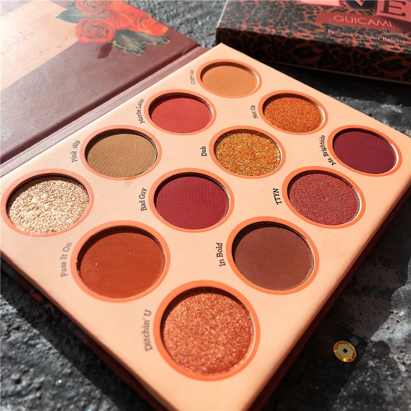 GUCAMI Brand Shimmer Matte Eyeshadow Makeup Palette 12 Colors Sweet Talk Nude Glow Pigment Eye Shadow Long Lasting Cosmetic Set