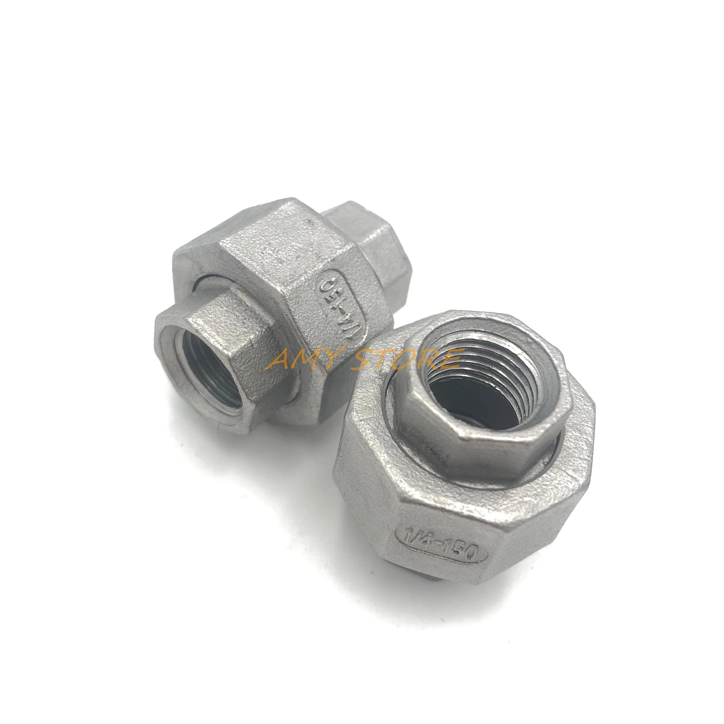 5 قطعة 1/4 "أنبوب سَوِيُّ الضَّغْطِ و الحَرارَة أنثى x NPT 304 الفولاذ المقاوم للصدأ وصلة أنابيب قابلة للطيعة مستقيم الاتحاد coulping F/F