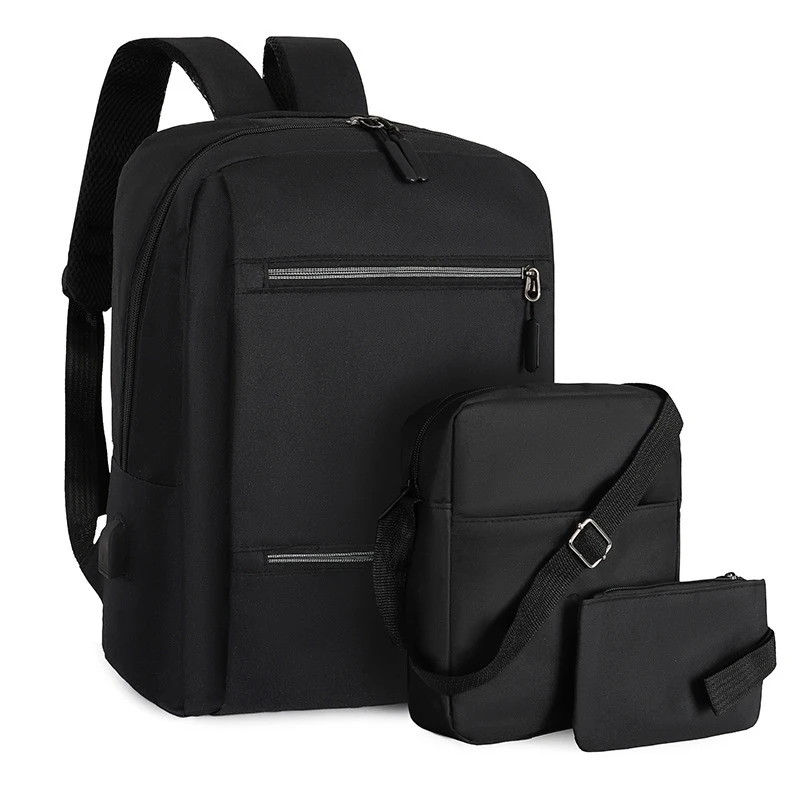 Backpack, Bag, Backpack, Large Shoulder Laptop, Capacity USB Rechargeable Three Piece Set For Student Business Travel Y2k Brand