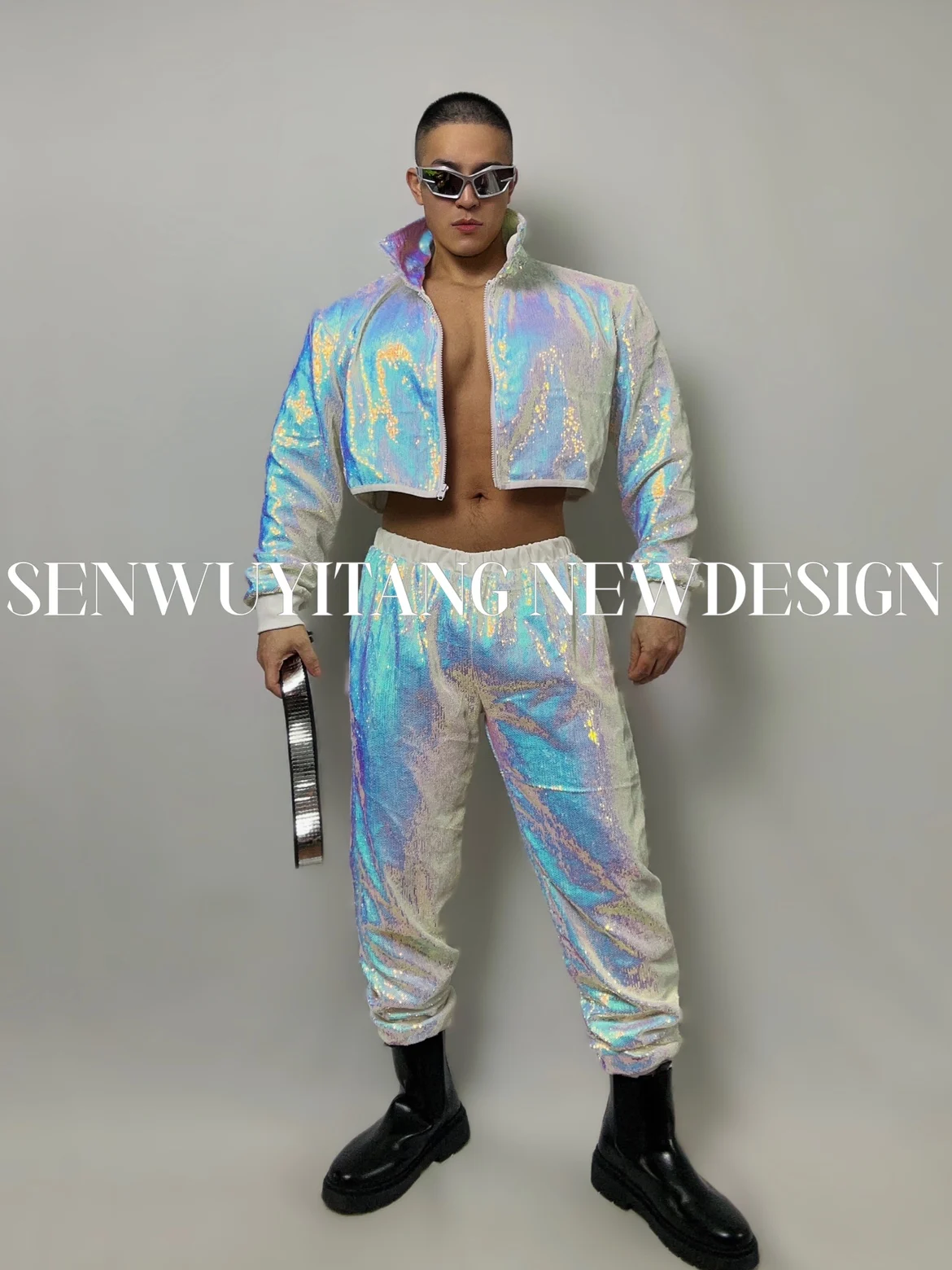 Nightclub bar men's and women's GOGO singer DS dance DJ European and American new retro colorful jacket performance suit