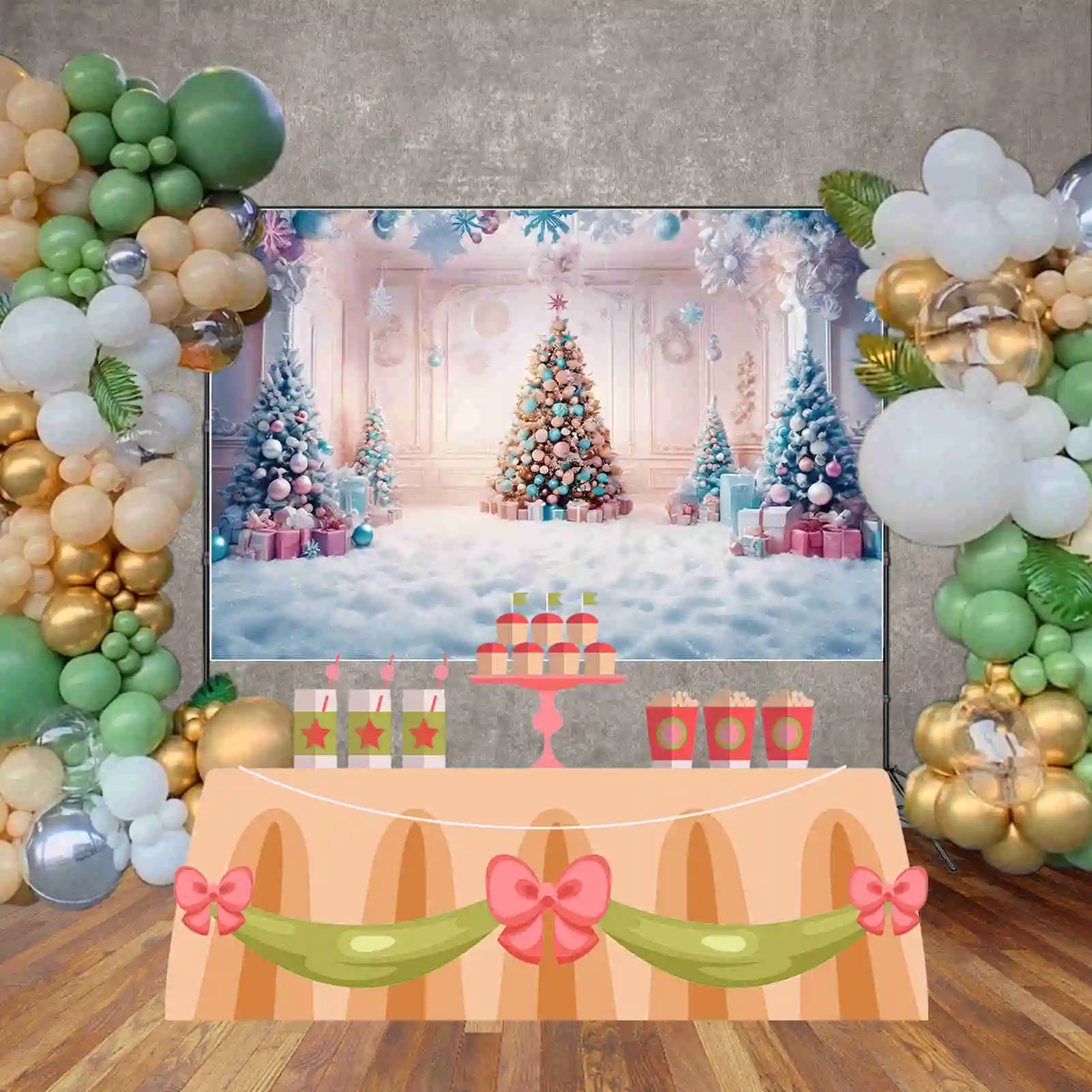 MOON.QG-Fondo de árbol de Navidad de invierno para niños, copo de nieve congelado, chimenea, fondo interior, decoración de fiesta, accesorios de fotografía