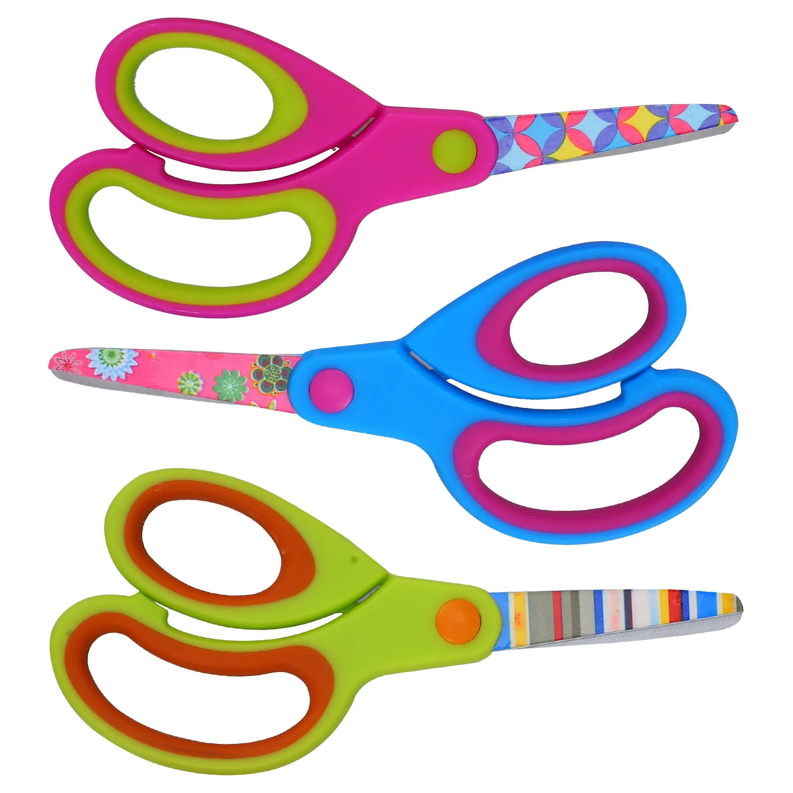 3Pcs Multi-Functional Preschool Scissors Soft Grip Detail Cutting Tool Small Craft Scissors for Kids Scrapbook Memory Book Craft