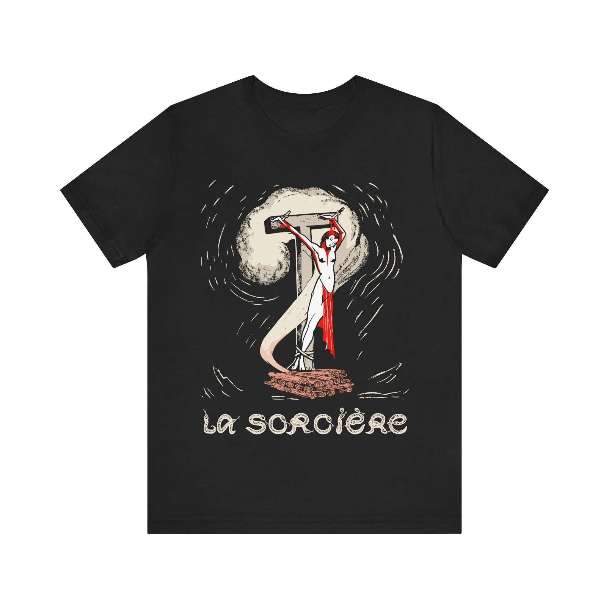 La Sorciere Vintage Voodoo T-shirt Mystery T-shirt Horror T-shirt Witch Gothic Fashion Ghost Unisex Jersey Short-sleeved T-shirt