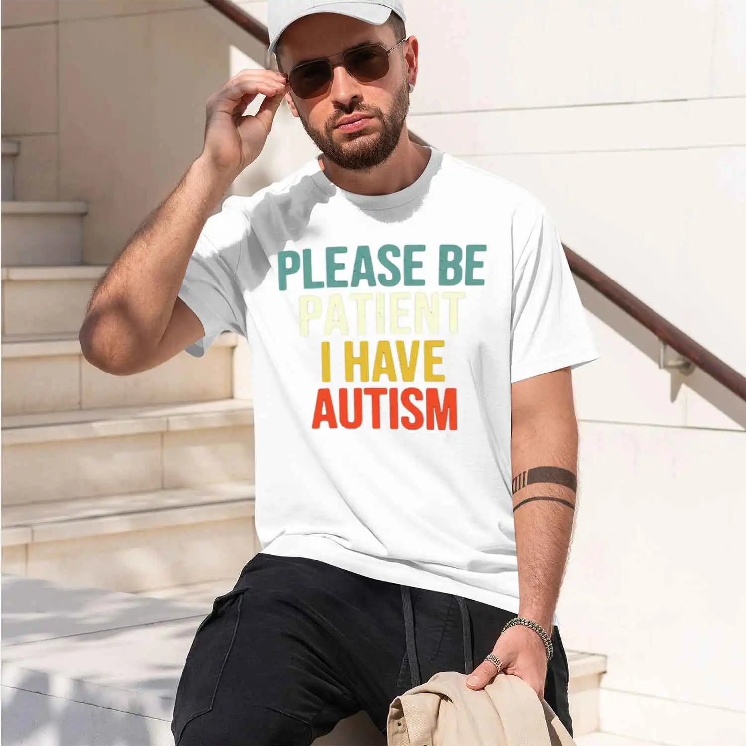 Funny Please Be Patient I Have Autism Classic T-Shirts Streetwear Short Sleeve Gifts Mens Casual Loose d T Shirt 2026 New Model