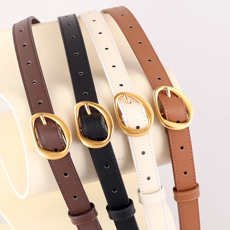 Famicare Luxe Modieuze Koeienhuid Dames Echt Lederen Cowskin Pin Riem Tailleband Voor Meisjes Vrouwen Metalen Gesp 2023 Nieuw