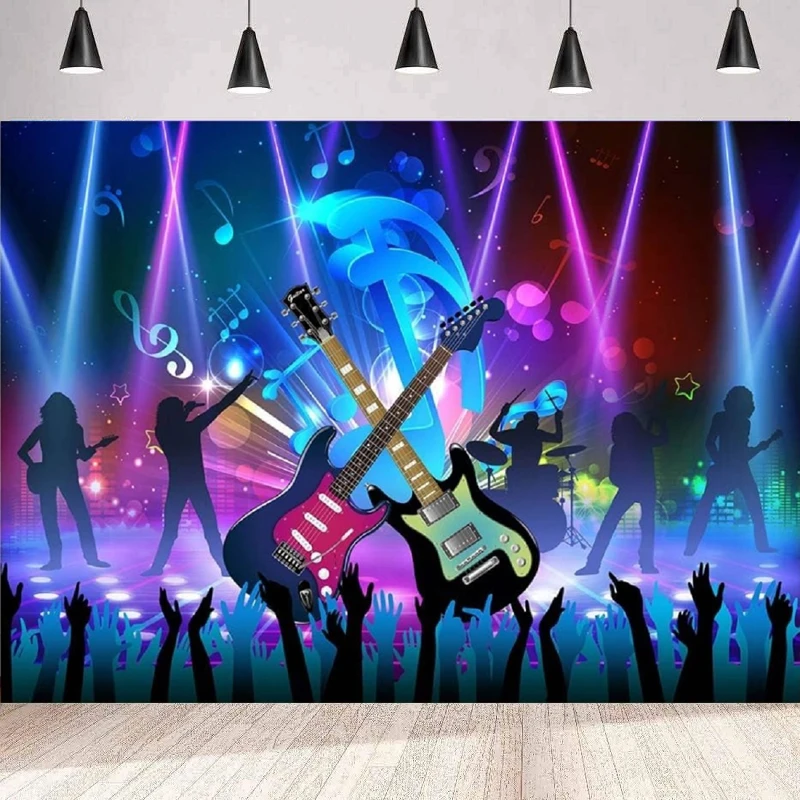 Rock And Roll Photography Backdrop Rock Music Theme Birthday Festival Concert Background Home Party Backdrop Wall Banner Poster