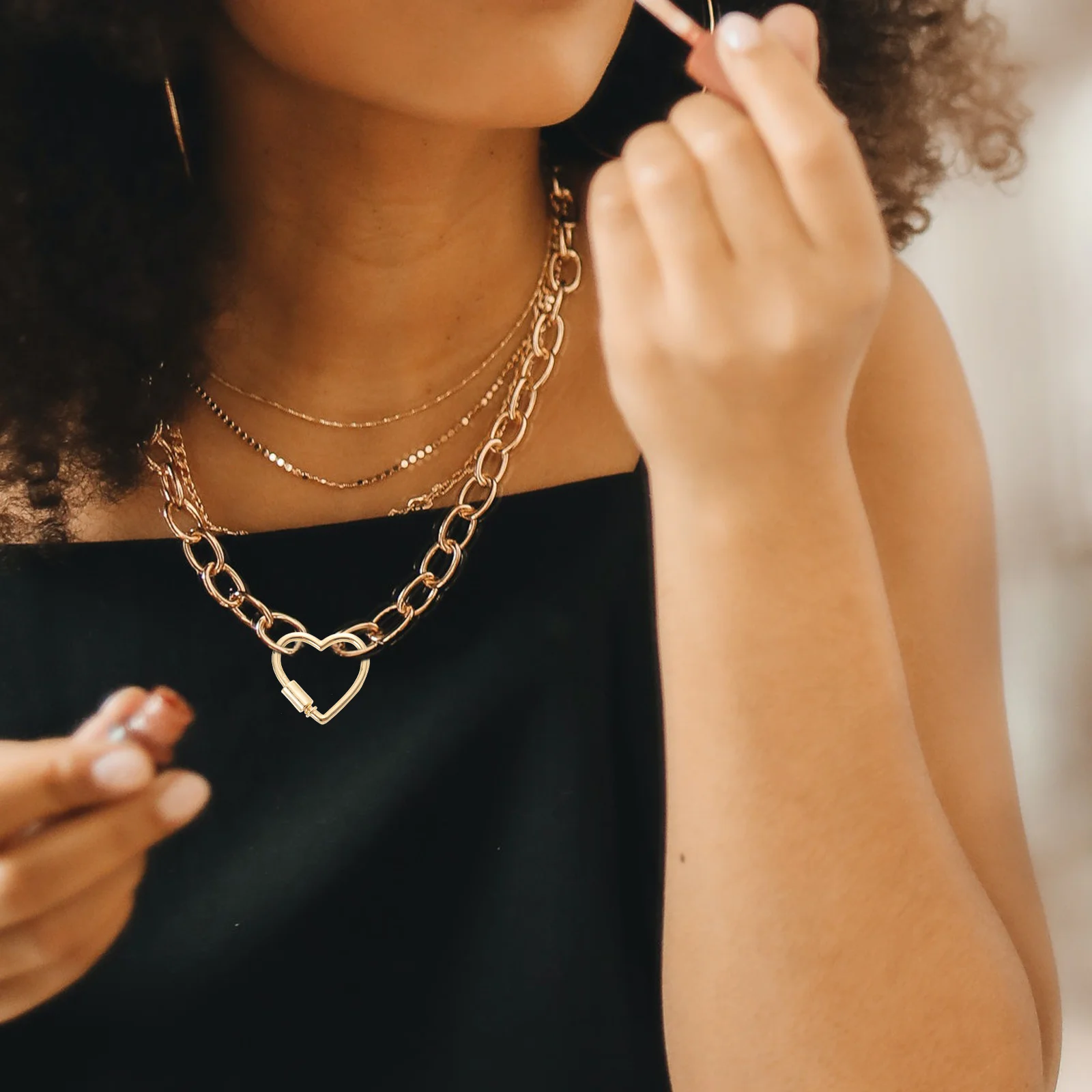 Ювелирные изделия в форме сердца, винтовой замок, подвеска, ожерелье, звено, соединитель, кулон, аксессуары, золотой цвет, принадлежности для рукоделия