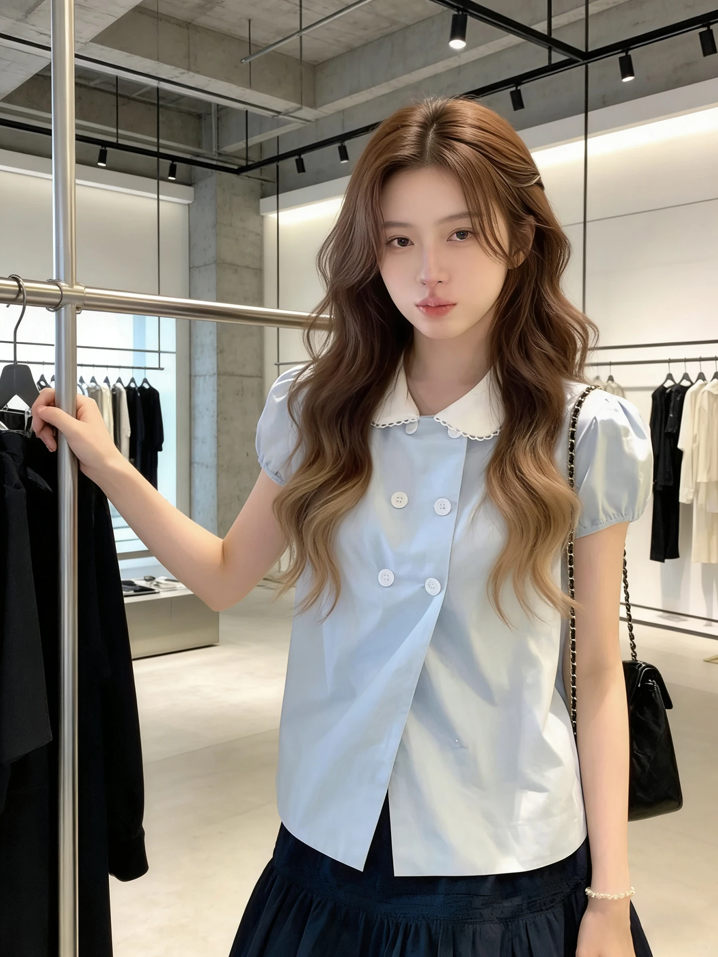 

Cute Doll Collar Short Sleeve Casual Shirt Women's Stylish Versatile Slimming Summer Top Korean Style Bubble Sleeve Blouse