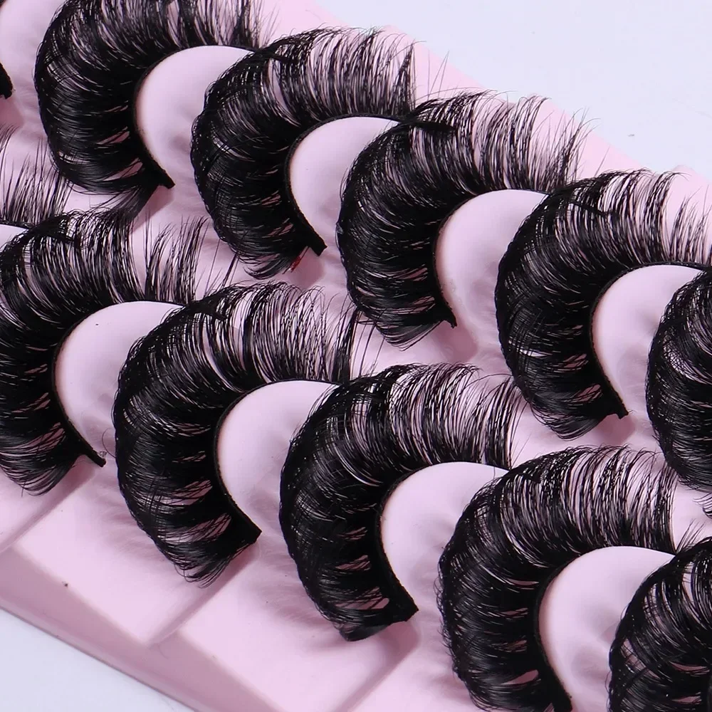 10 Pairs Russian Strip Lashes DD Curl Lashes 3D Eyelashes Reusable Fluffy False Lashes Russian Extensions