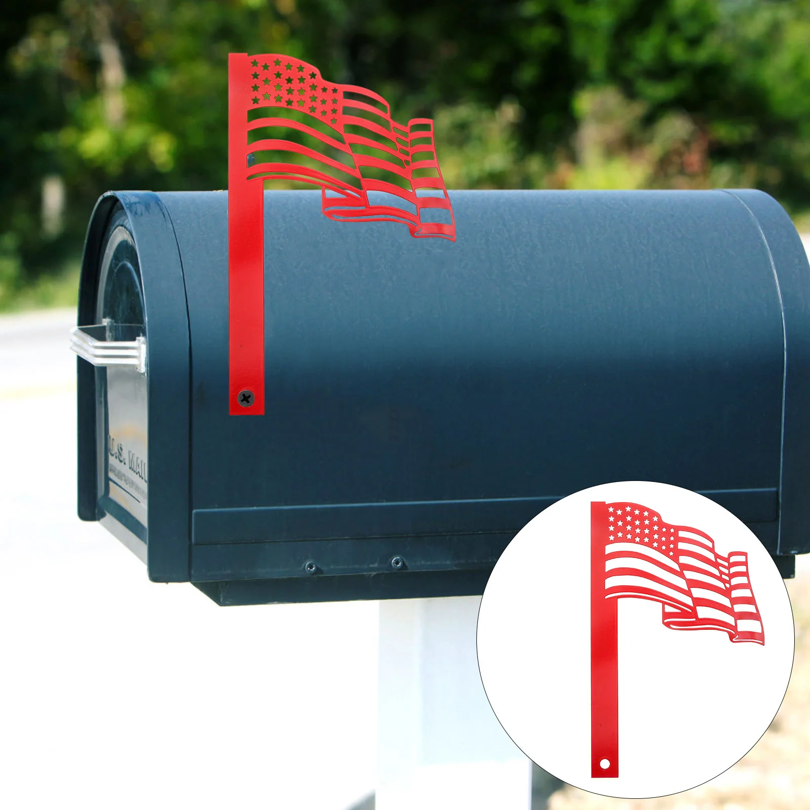 Sign Silhouette Decoration Red Decorative Mailbox Ornament Flag Iron Replacement