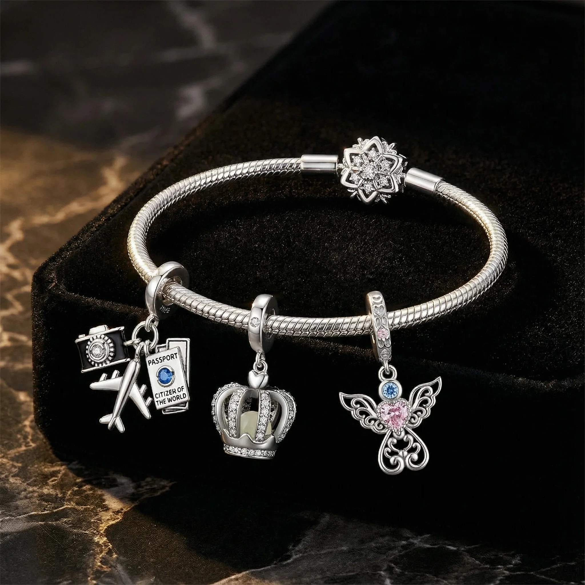 

Подвеска-шарм из стерлингового серебра 925 пробы в форме короны и паспорта с кубическим цирконием, для браслетов и ожерелий своими руками, подарок для нее, Colgante Plata