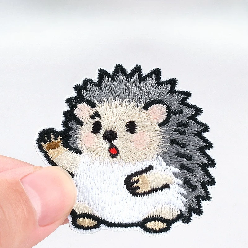 6pcs New High-Quality Cartoon Hedgehog Patch,Self-Adhesive Cute Animal Embroidered Fabric Patch,Suitable for Jacket Repair Patch