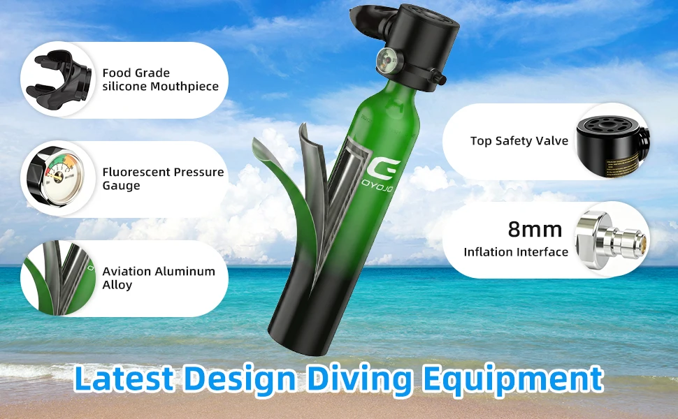 GOYOJO Mini Scuba Diving Tank 5-10 Minutes Dive Bottle 0.5L Oxygen Scuba Dive Cylinder for Scuba Diving Snorkeling