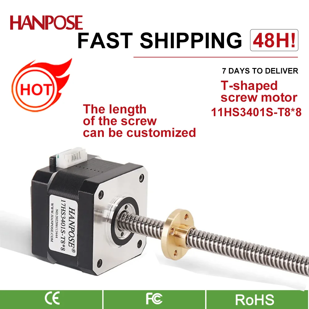 HANPOSE 17HS3401S-T8*8  300mm Screw Rod Linear Stepper Motor Nema17 1.3A  28N.CM Z-Motor Trapezoidal Lead Srew for 3D printer