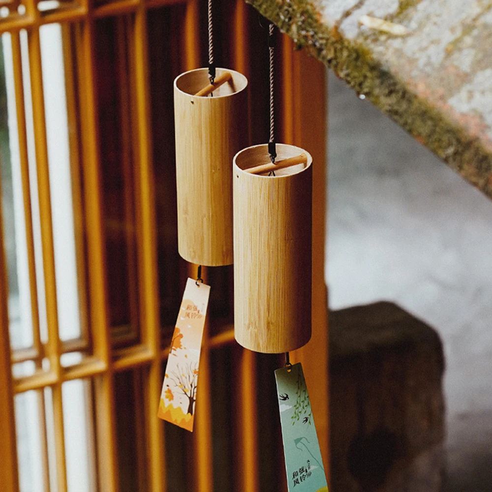 Hluru Windbell Bamboo Wind Chime 8 Tone Rods Windchimes Zen Meditation Craft Home Garden Patio Hanging Ornaments C G Am Dm Chord