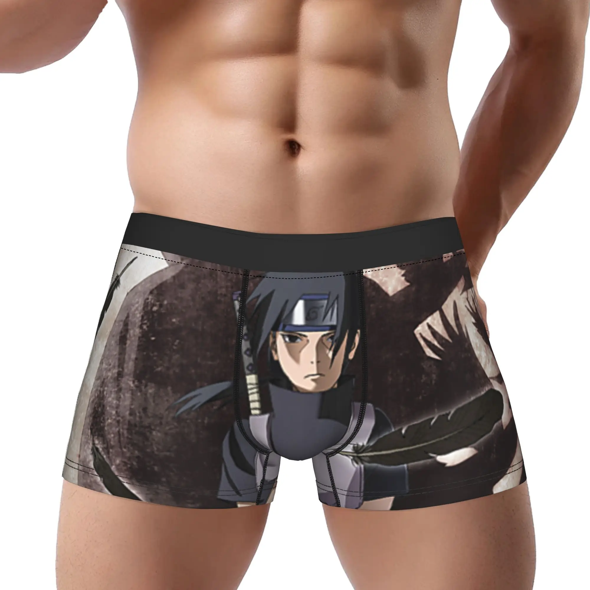 

Трусы-боксеры Bandai Naruto Shippuden Anbu Itachi Uchiha, дышащие трусики, мужское нижнее белье, сексуальные шорты, трусы-боксеры