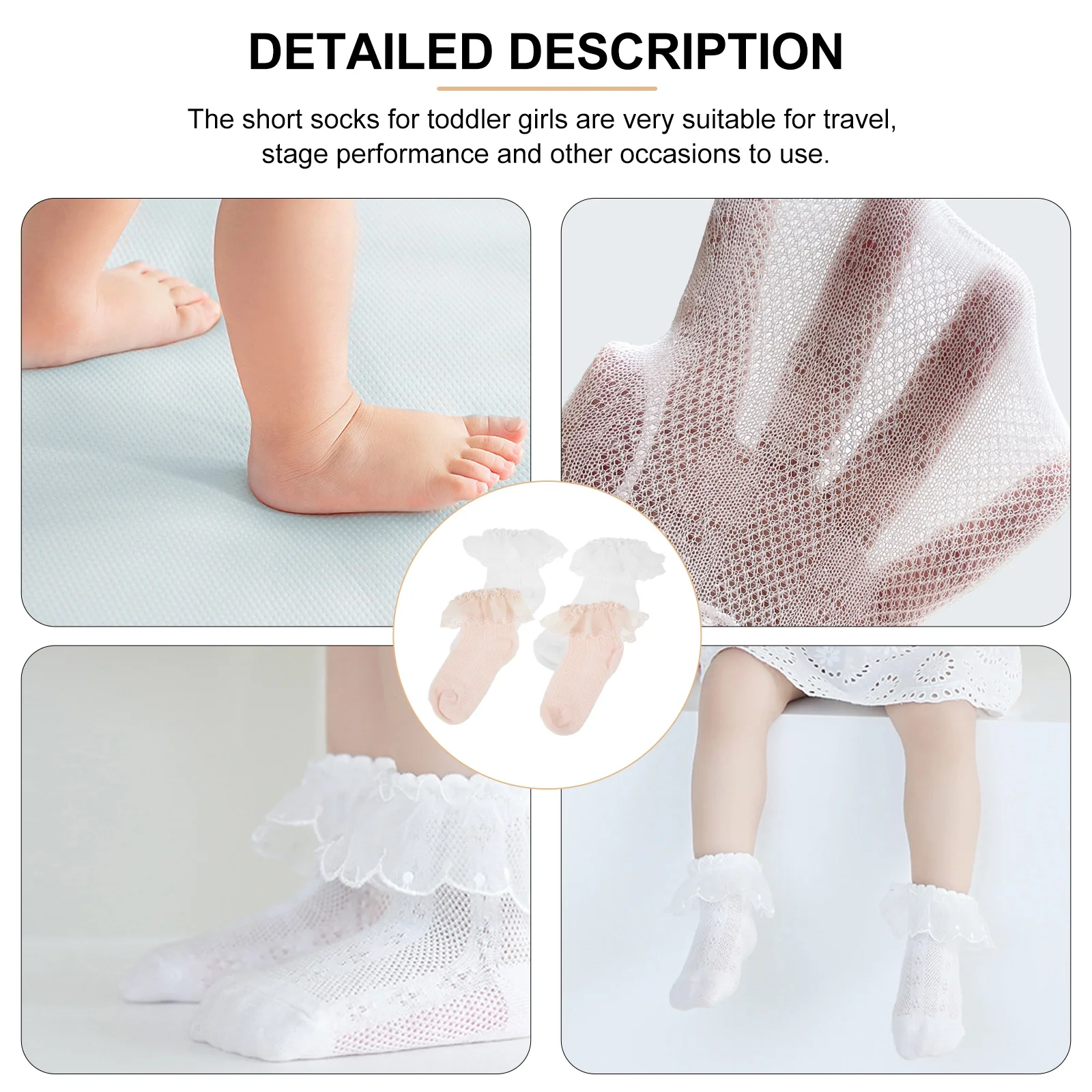 Chaussettes courtes en maille et dentelle pour bébés filles, mignonnes, confortables et respirantes, pour voyage, cadeau de spectacle