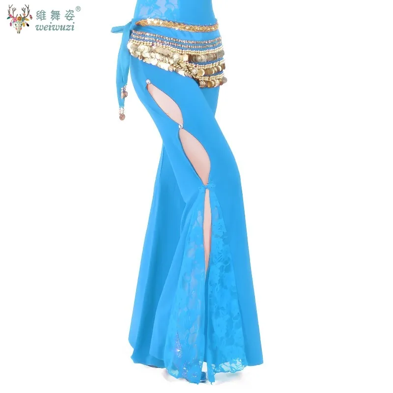 Women Belly Dance Female Adult Side Opening Lace Trousers Long Pants Practice Clothes Performance Trousers Training Clothing