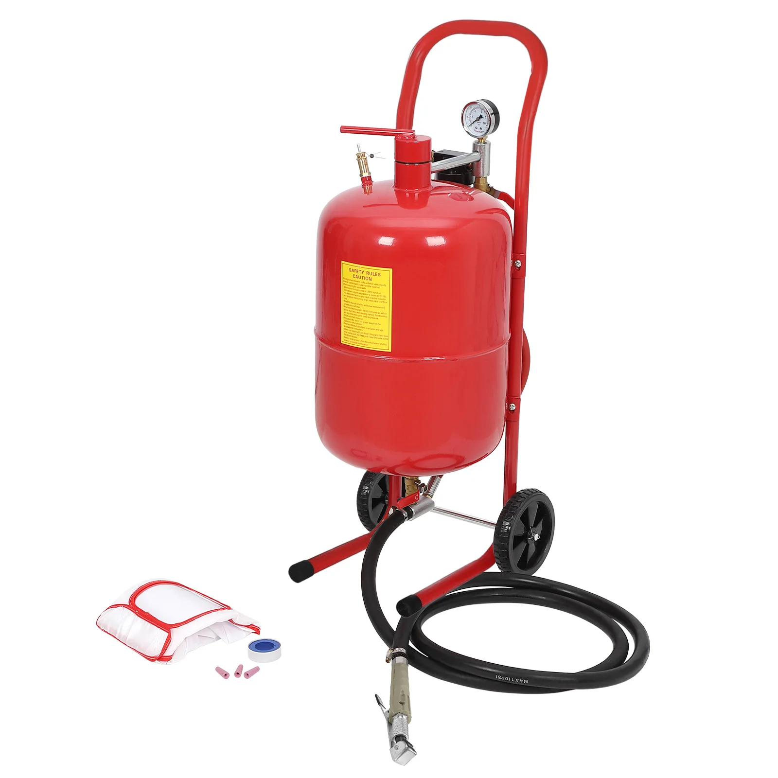 

Sand Blaster 10 Gallon, Portable Air Sandblaster 125PSI, High Pressure Air Sandblaster With 6" Wheels