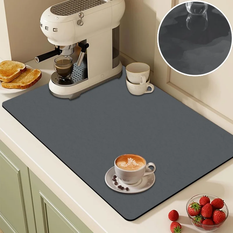 Coffee Mat Coffee Bar Accessories Absorbent Dish Drying Mat for Kitchen Counter Microfiber Fit Under Coffee Machine Coffee