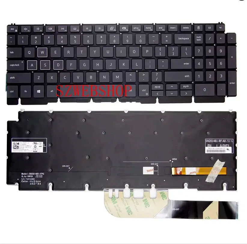 

New For Dell G15 5510 5511 5515 5520 5521 5525 5530 Serie Laptop Keyboard US Backlit