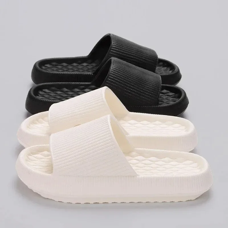 4cm Super Soft EVA Sole Non-slip Soft Cloud Slippers Women Comfy Eva Thick Platform Slides Woman Couple Bathroom Home Flip Flops