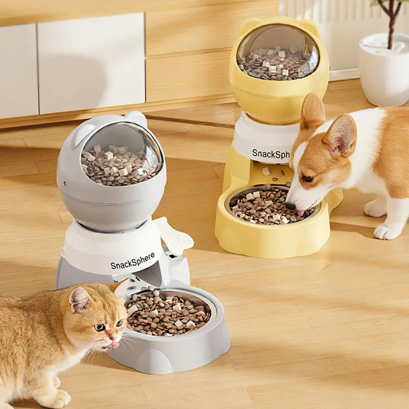Interactive Slow Feeder Pet Bowl for Dogs Cats, Automatic Food Dispenser, Anti-Spill & Quantitative Feeding Pet Feeding Toy