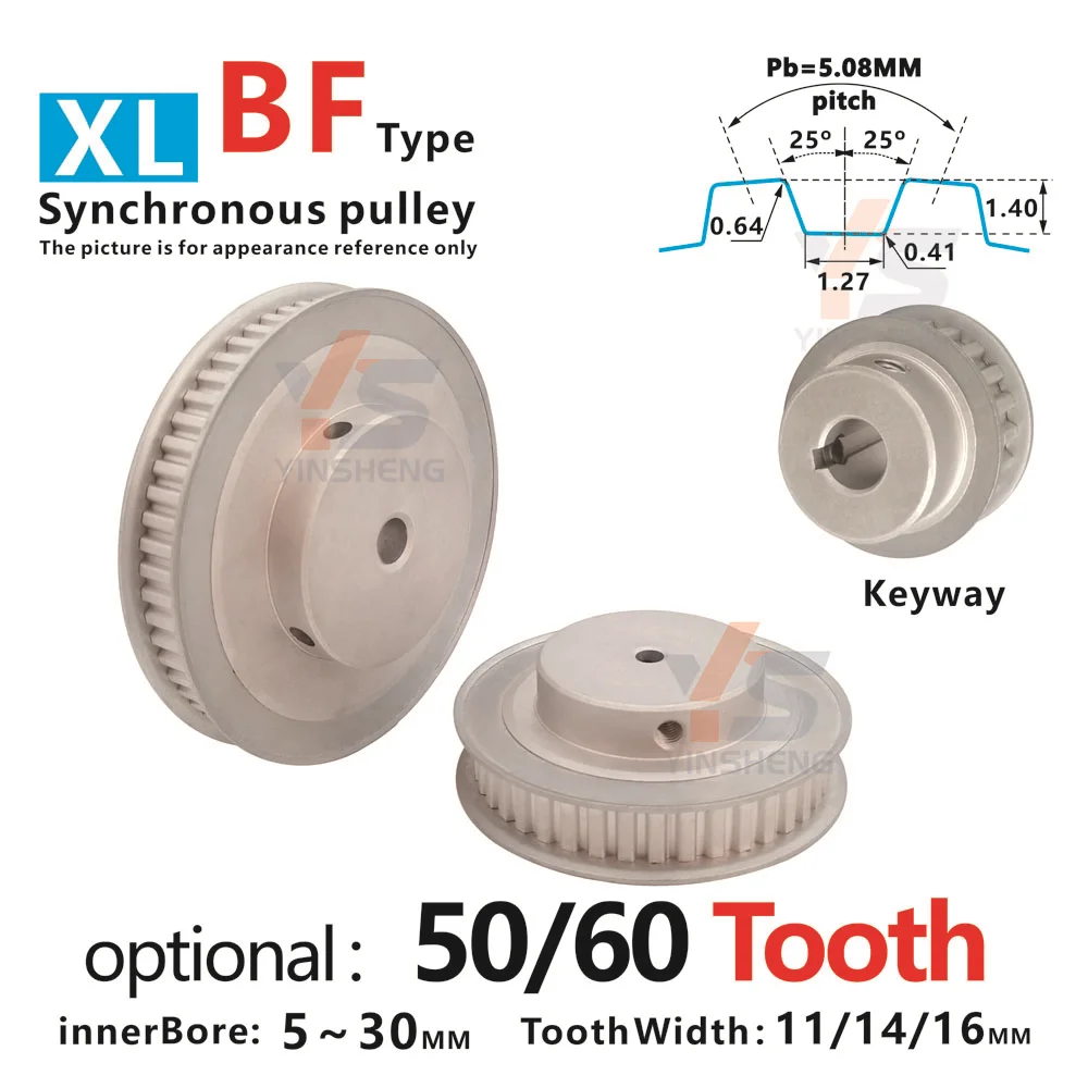 XL Type 50T 60 Tooth CNC machine Synchronous Belt Pulley tooth width 11 14 16 MM Keyway Bore 4 - 30MM DIY 3D parts Alloy