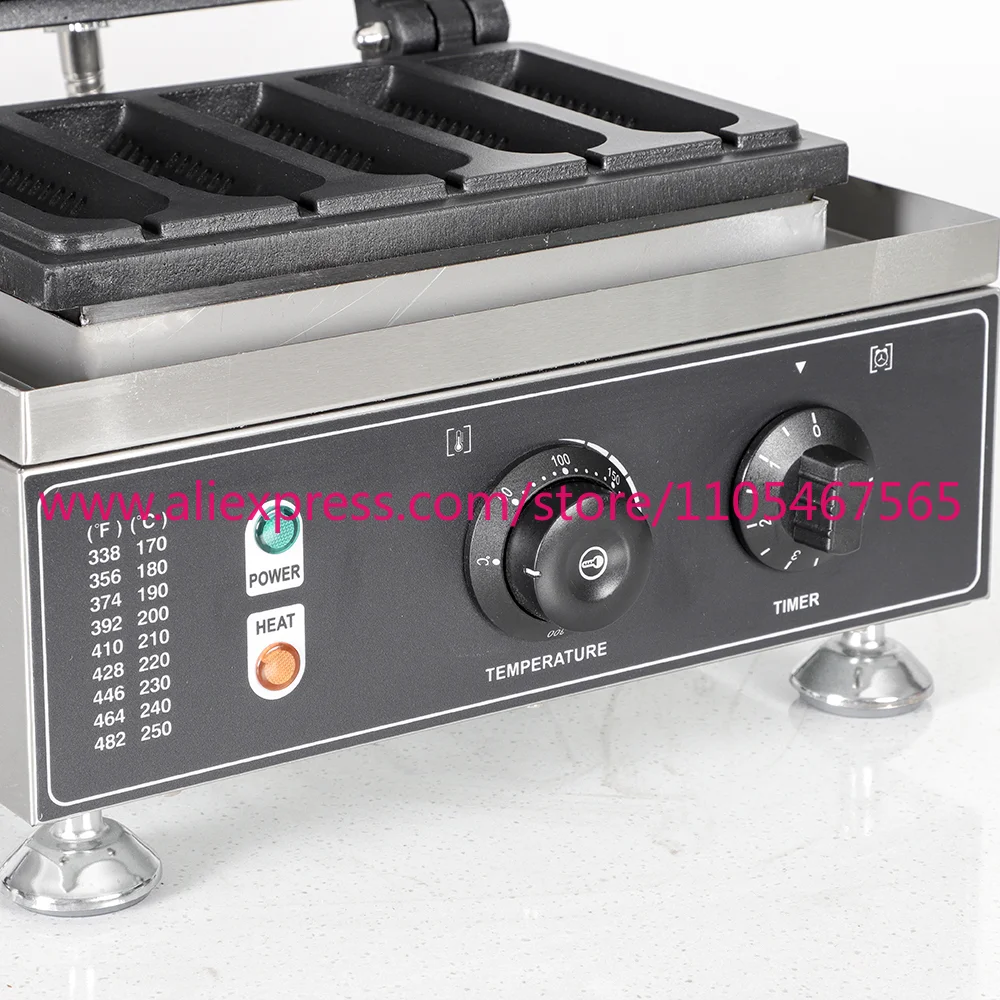 Electric stainless steel non-stick 5-in-1 hot dog and waffle maker with adjustable temperature controller for commercial use