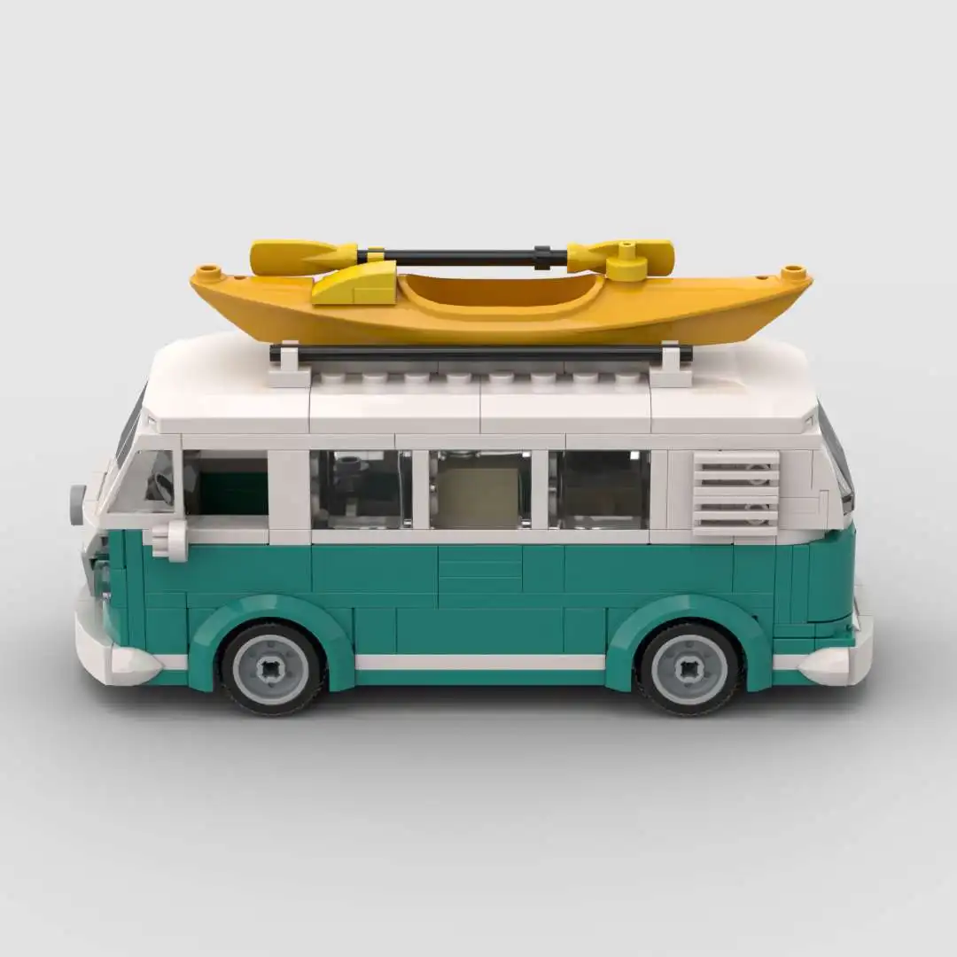 Moc VW T1 Camper Technical Car Van Turquoise Dining Car City Truck Sets Building Block Kid Toys Adults XMAS Gift - view 2