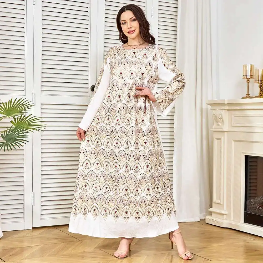 Robe เสื้อผ้าโรงงานใหม่ลูกปัดหลวมจี้ชุดดูไบชุดสตรี Robe Abaya Ramadan ดูไบหรูหราอิสลาม Elegant